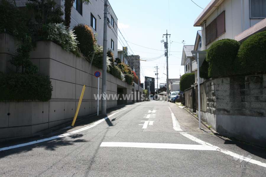敷地西側の前面道路(北側から)