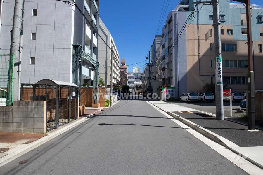 敷地南側の前面道路（西側から）