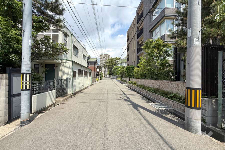 敷地西側の前面道路（南側から）
