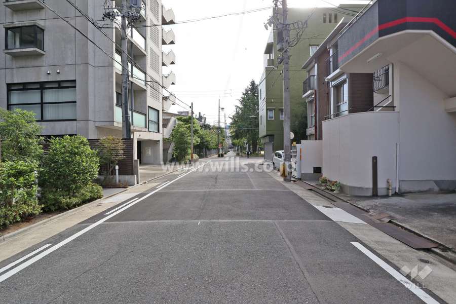 敷地南側の前面道路（西側から）
