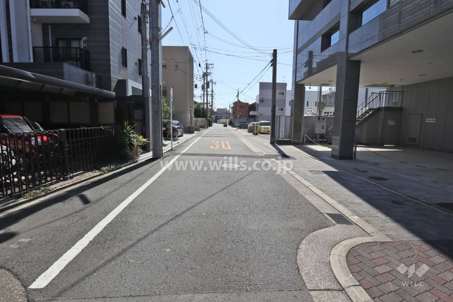 敷地西側の前面道路（北側から）