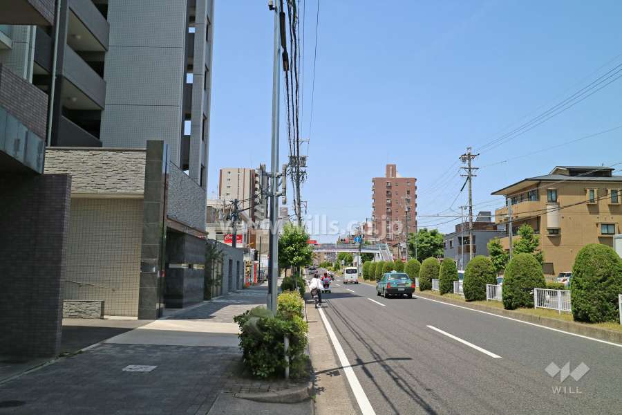 敷地北側の前面道路。片側二車線の山王通です。