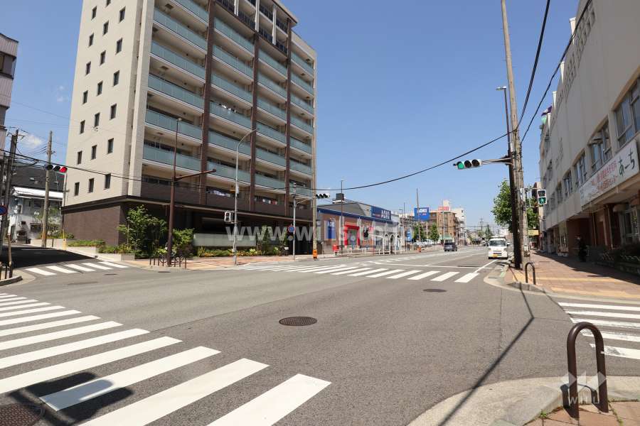 敷地南側の前面道路（西側から）