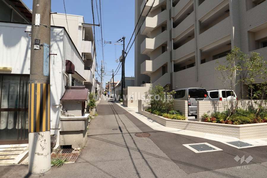 敷地北側の前面道路（西側から）