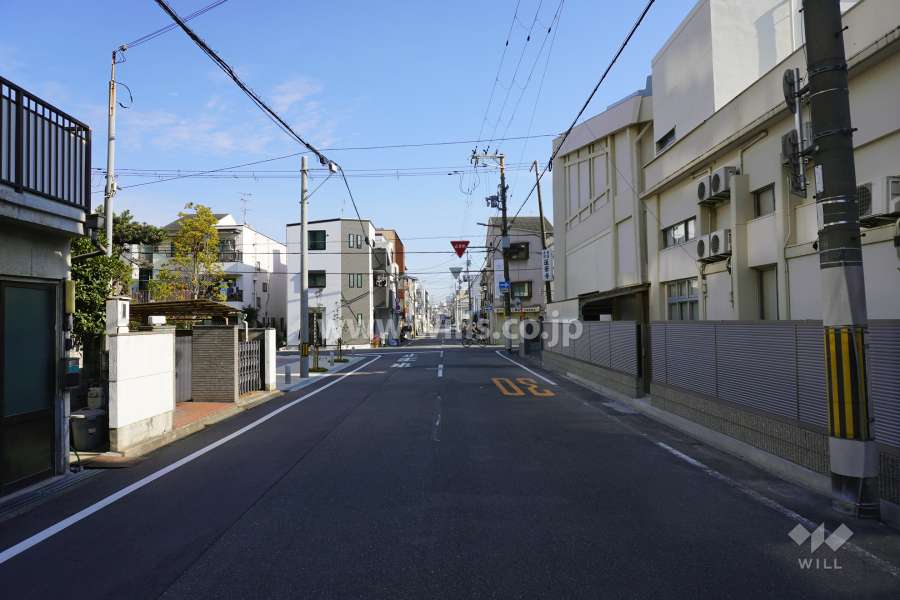 敷地南側の前面道路（西側から）
