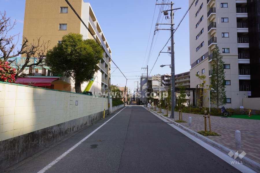 敷地北側の前面道路（西側から）