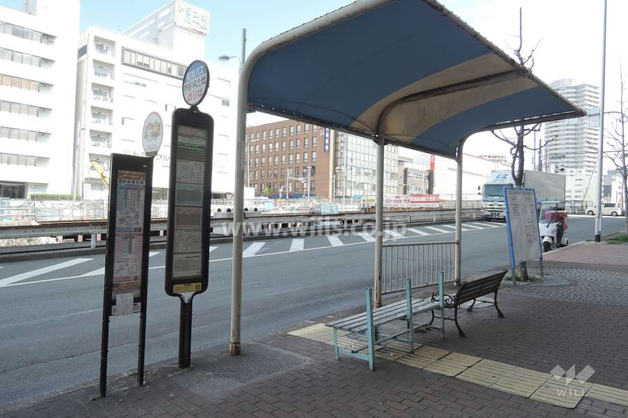 敷地の東側徒歩1分の所に、バス停「新船場北橋」があります。