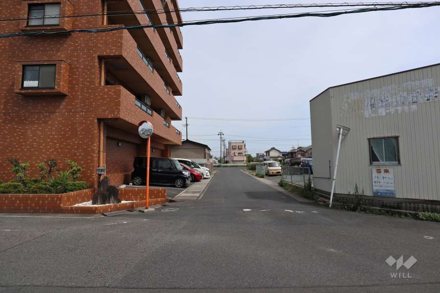 敷地南西側の前面道路（北西側から）