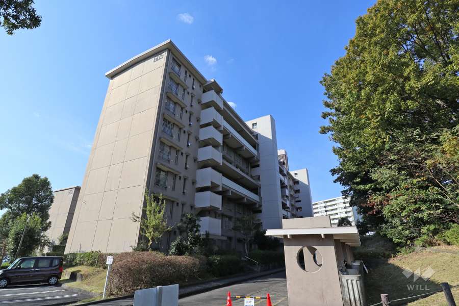 岩成台西第二団地605棟北の外観(北東側から）