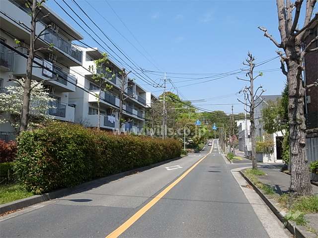 １１号棟の南側は二車線の通りに面しています。
