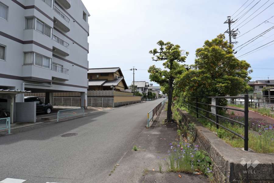 敷地西側の前面道路