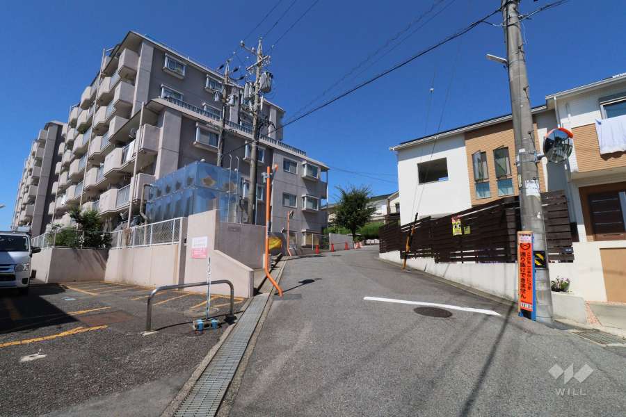 敷地東側の前面道路（南東側から）