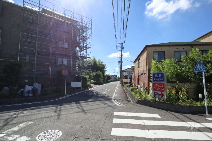 敷地南西側の前面道路（南東側から）