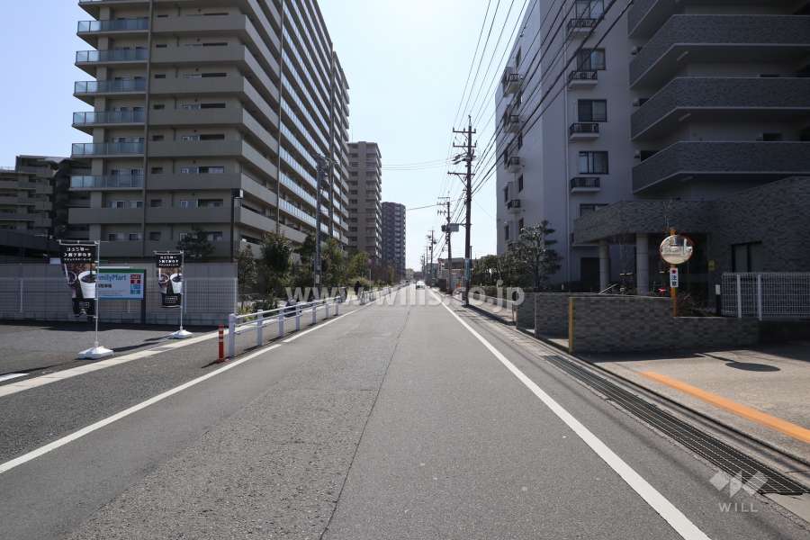 敷地東側の前面道路（北側から）