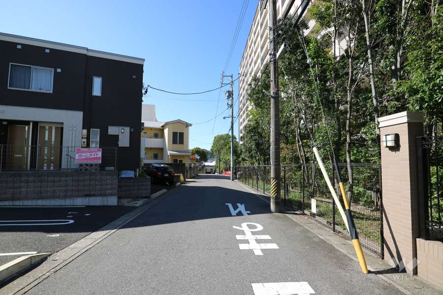 敷地南東側の前面道路（北東側から）