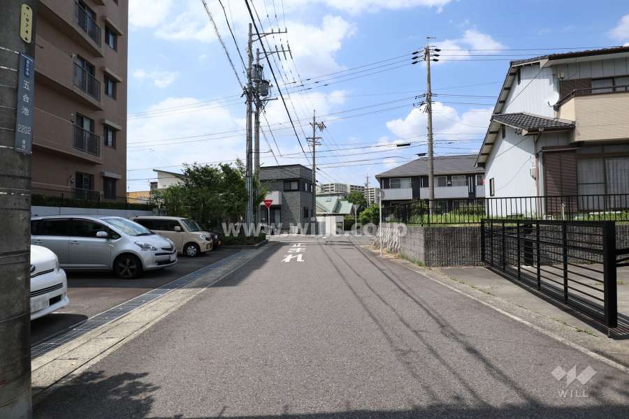 敷地東側の前面道路（南側から）