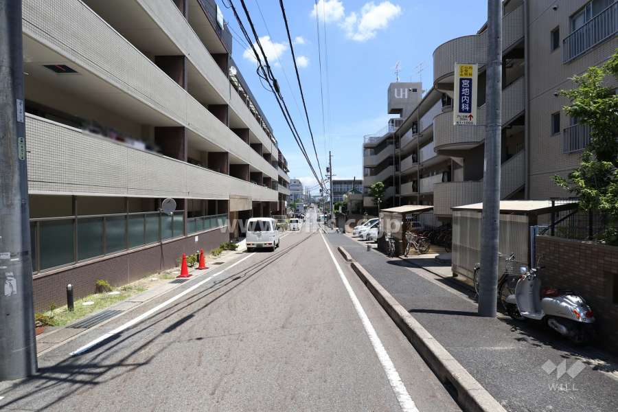 敷地北側の前面道路（西側から）