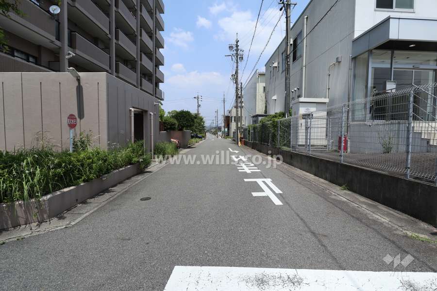 敷地東側の前面道路（南側から）