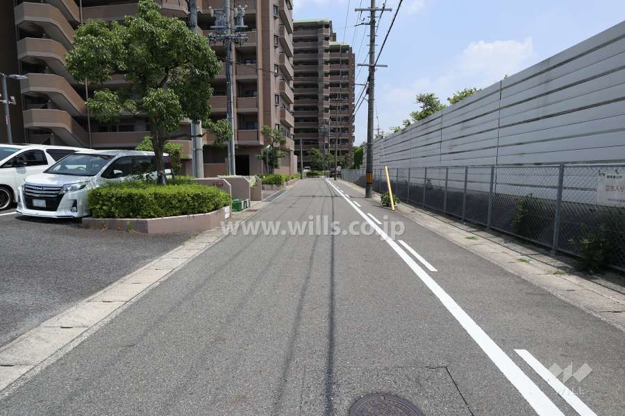 敷地南側の前面道路（西側から）