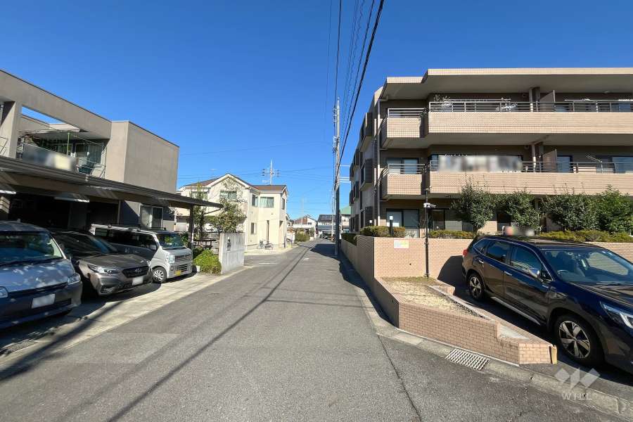 敷地西側の前面道路(南側から)