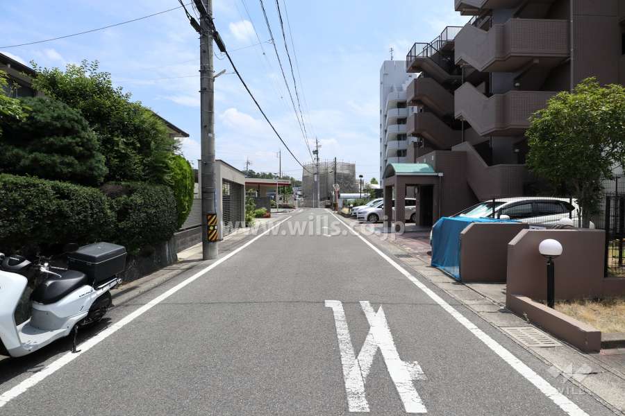敷地北東側の前面道路（北西側から）