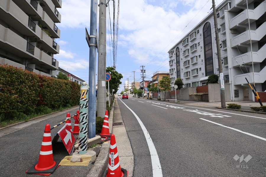敷地南側の前面道路（西側から）