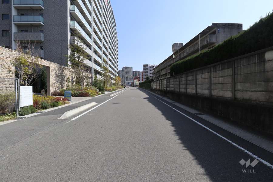 敷地南西側の前面道路（北西側から）