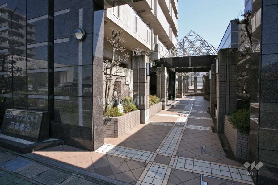 敷地西側のエントランスアプローチ