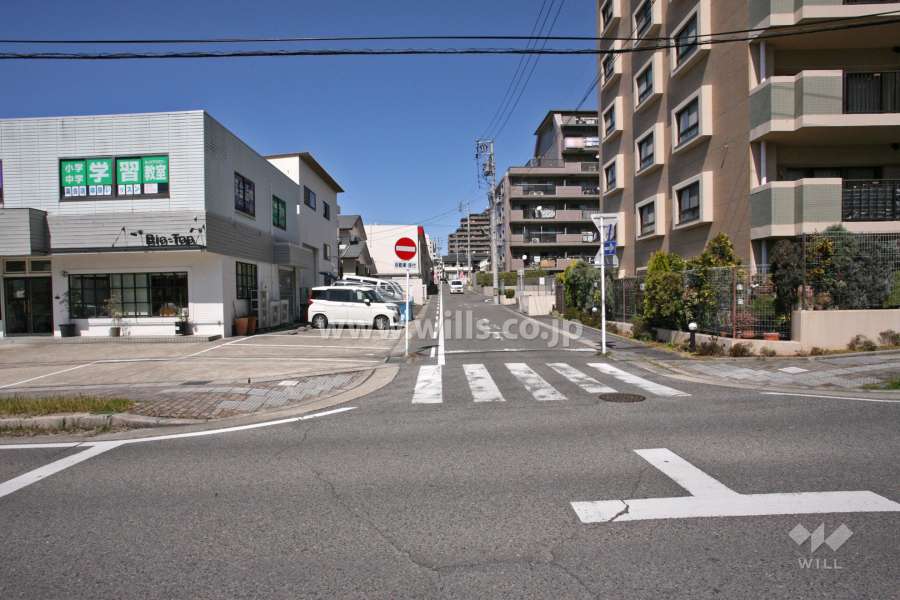 敷地西側の前面道路(南側から)