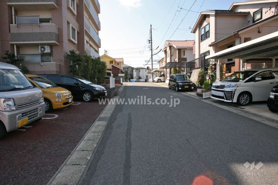 敷地西側の前面道路(北側から)