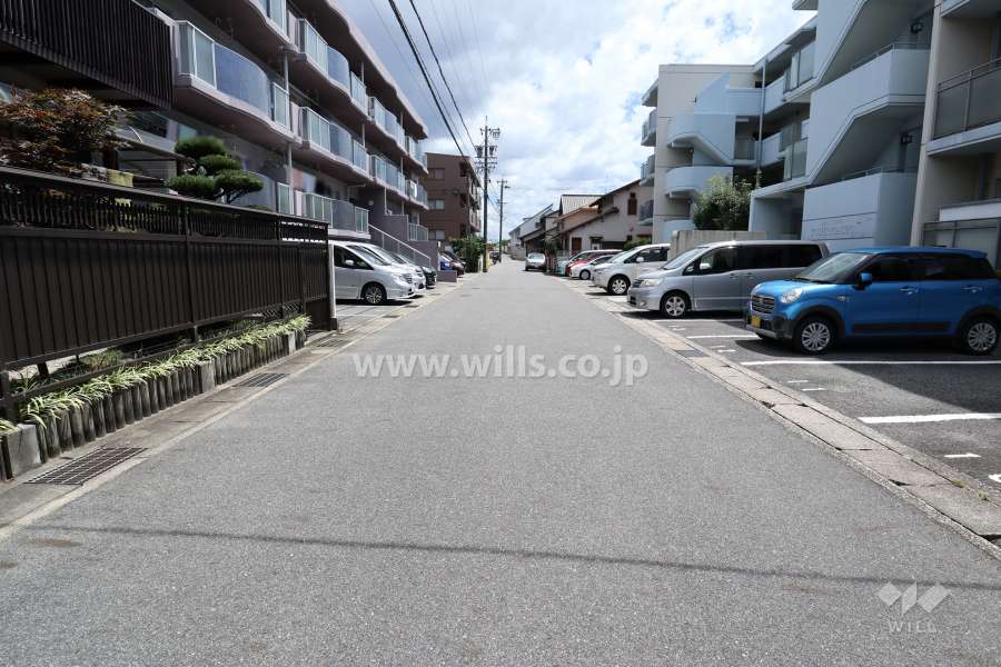敷地北側の前面道路（西側から）