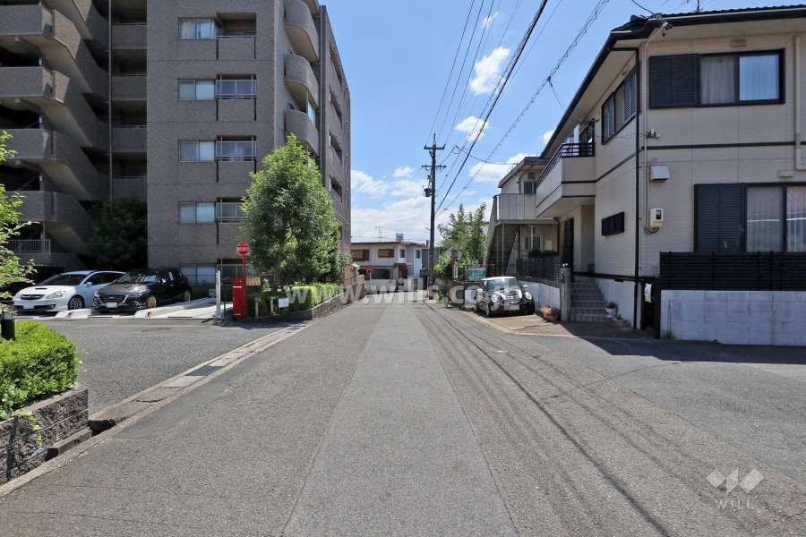 敷地西側の前面道路（北側から）