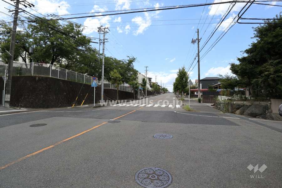敷地北西側の前面道路（北東側から）
