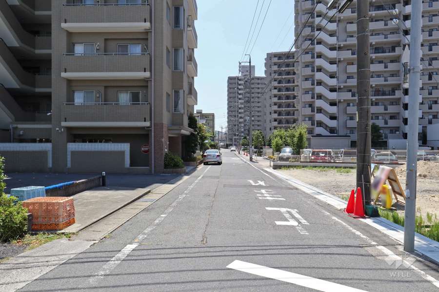 敷地西側の前面道路（北側から）