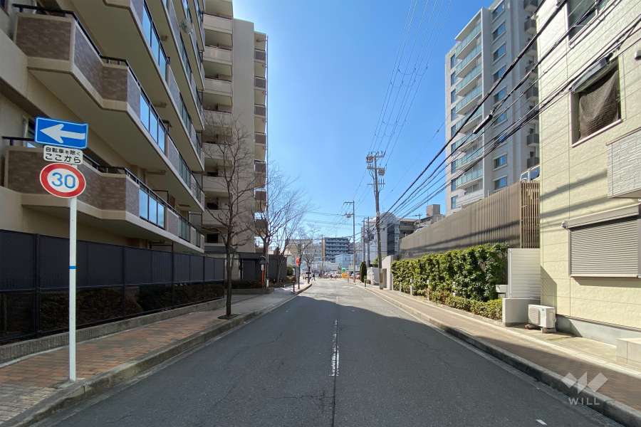 敷地西側の前面道路