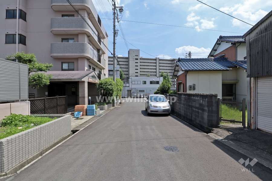 敷地西側の前面道路（北側から）