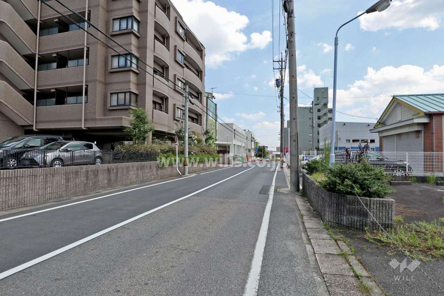 敷地西側の前面道路（北側から）
