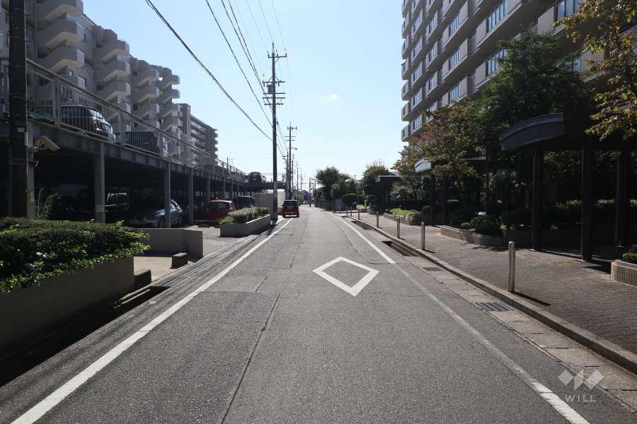 敷地の北側前面道路（西側から）
