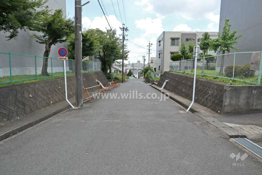 敷地東側の前面道路（北側から）