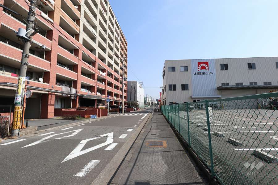 敷地南側の前面道路（西側から）