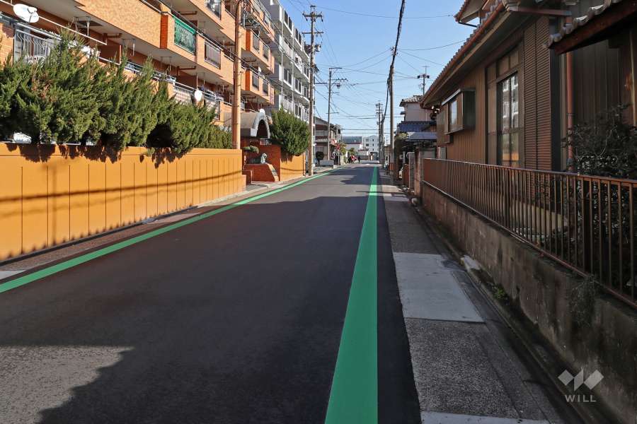 敷地南側の前面道路（西側から）
