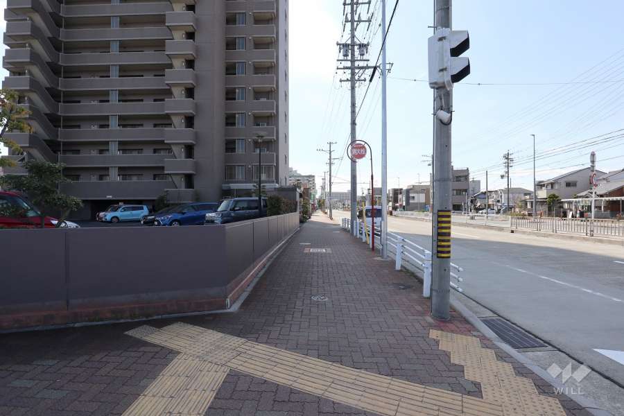 敷地北西側の前面道路（北東側から）