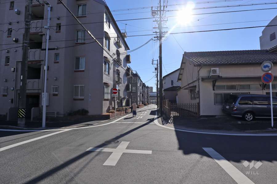 敷地西側の前面道路（北側から）