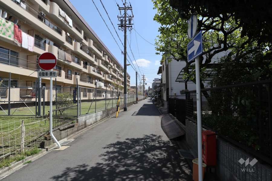 敷地南側の前面道路（西側から）