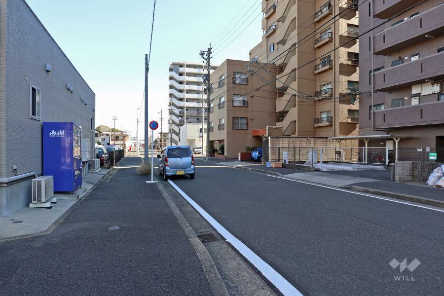 敷地北側の前面道路（西側から）