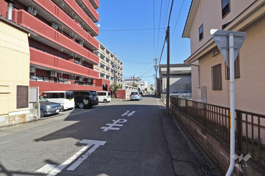 敷地南側の前面道路（西側から）