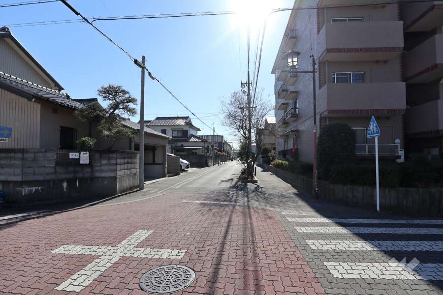 敷地東側の前面道路（北側から）