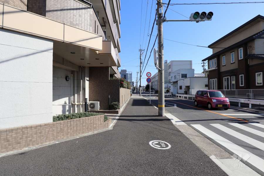 敷地南側の前面道路（西側から）