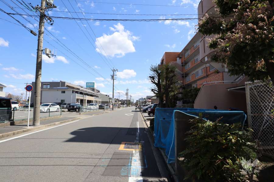 敷地北側の前面道路（西側から）