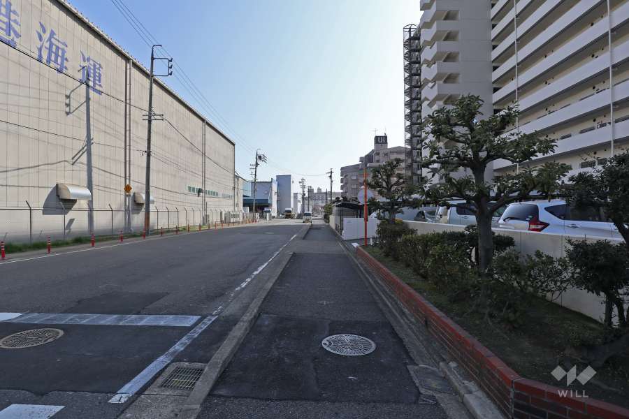 敷地北側の前面道路（西側から）